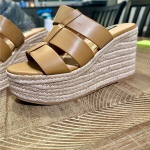 Nine West Tan Wedge Sandals